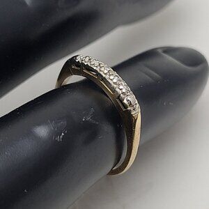 ART DECO 14KT GOLD DIAMOND WEDDING "RAYS OF LOVE" RING Size 6
